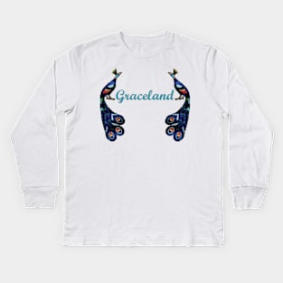 Graceland Peacocks blue Kids Long Sleeve T-Shirt